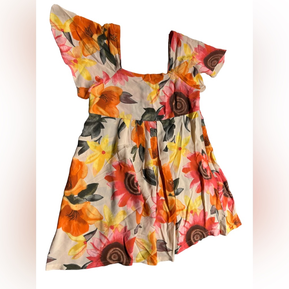 UNCLE FRANK above the knee flowy babydoll square neck floral mini dress NWT